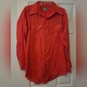 Vintage Champion Western Pearl Snap Shirt Mens Medium Orange